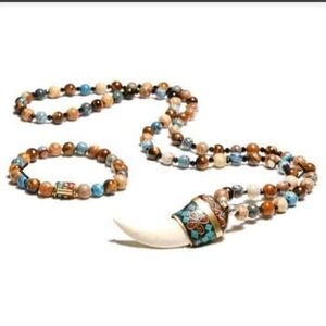 Natural Stone Bohemian Necklace & Bracelet Set